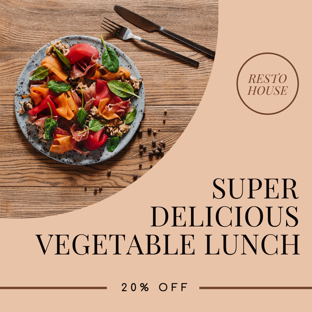 Promoting Delicious Lunch With Vegetables And Discounts Instagram Tasarım Şablonu