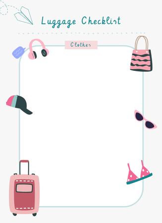 Modèle de visuel Vacation Luggage Checklist with Cute Doodles - Notepad 4x5.5in
