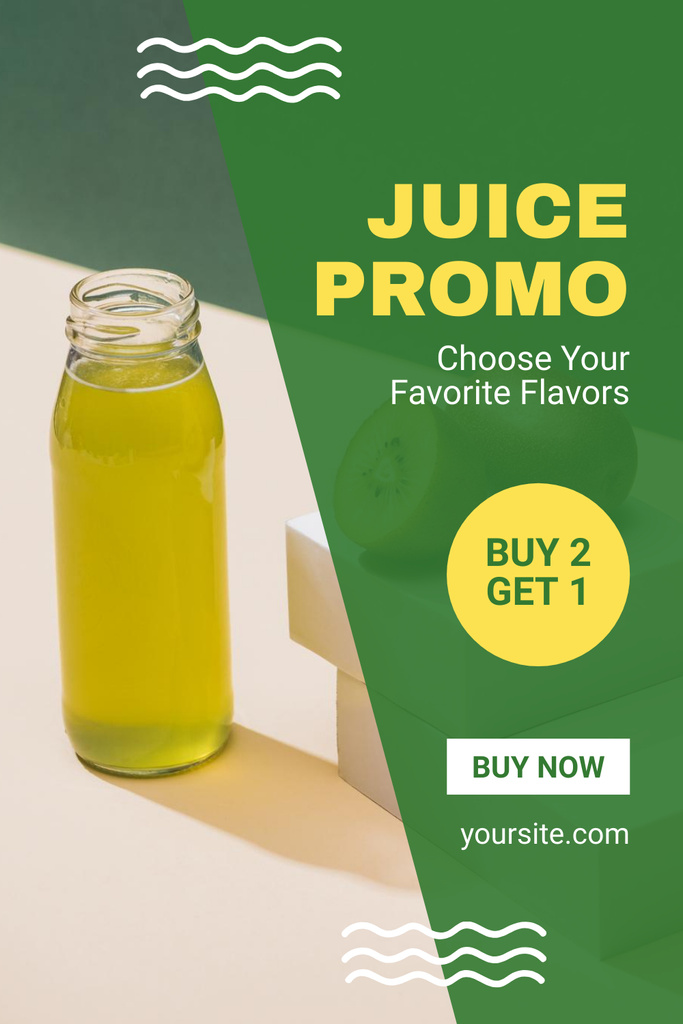Ontwerpsjabloon van Pinterest van Juice Promo Ad Layout on Green