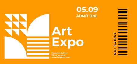Plantilla de diseño de Anuncio de Art Expo en naranja Ticket DL 