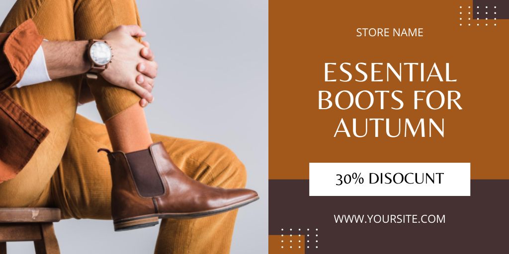Ontwerpsjabloon van Twitter van Offer Discounts on Autumn Boots