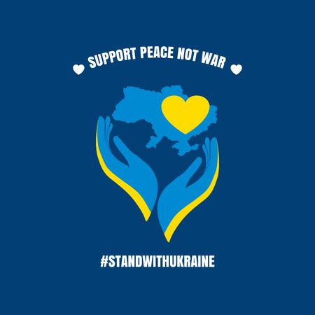 Designvorlage Blauer Aufruf zur Unterstützung des Friedens für Instagram