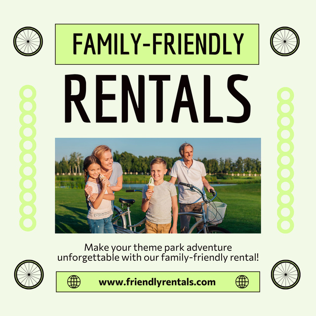 Family-Friendly Service of Bicycle Rent Instagram ADデザインテンプレート
