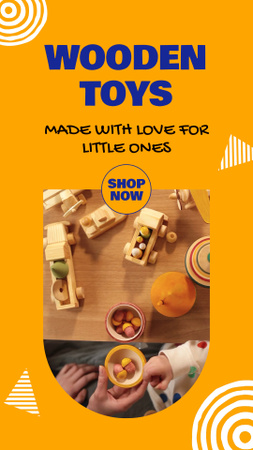 Brinquedos de carros de madeira feitos à mão em laranja Instagram Video Story Modelo de Design