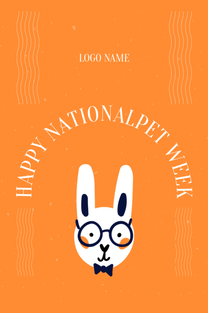 National Pet Week Greeting With Bunny In Eyewear Postcard 4x6in Vertical Design Template