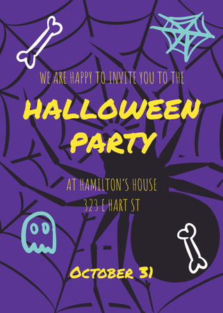 Modèle de visuel Halloween Party Scary Pattern with Eyes - Invitation