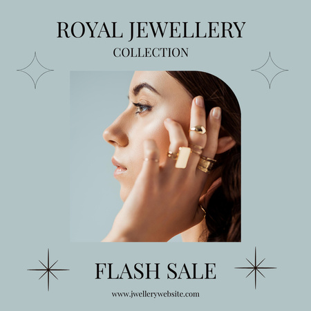 Royal Jewellery Sale Ad with Woman Wearing Luxury Rings Instagram Šablona návrhu