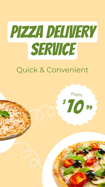 Szablon projektu Savory Pizza Delivery Service Offer In Yellow Instagram Video Story