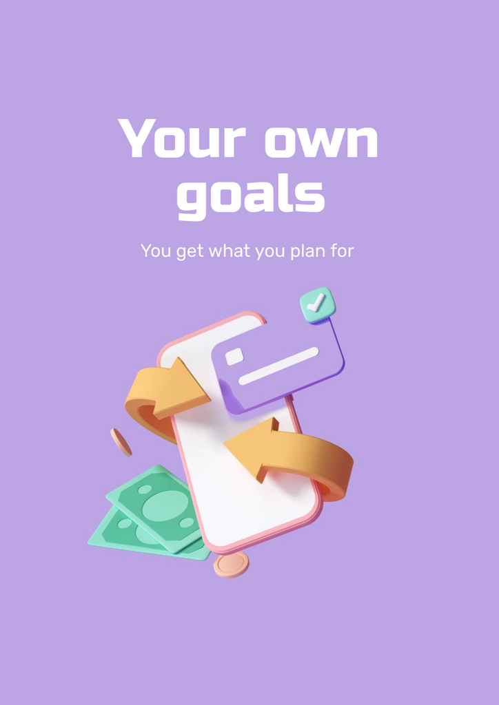 Business Goals with Money and Phone Poster Tasarım Şablonu