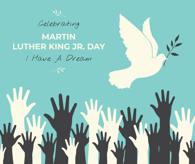 Plantilla de diseño de Martin Luther King greeting with dove Facebook 