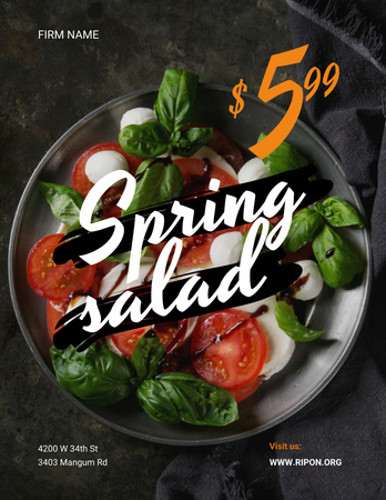 Tavaszi vegetáriánus saláta Poster 8.5x11in tervezősablon