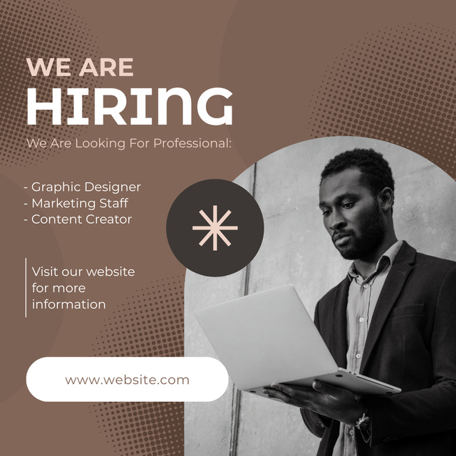 Professionals Hiring Ad with African American Man LinkedIn post Design Template