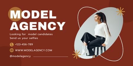 Modeling Agency Contact Details Twitter Design Template