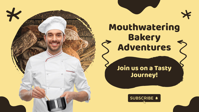Designvorlage Tasty Bakery Adventures für Youtube Thumbnail