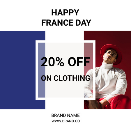 France Day Clothing Discount Announcement Instagram Design Template