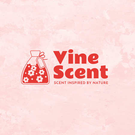 Ontwerpsjabloon van Logo van parfum advertentie met aromatische zak