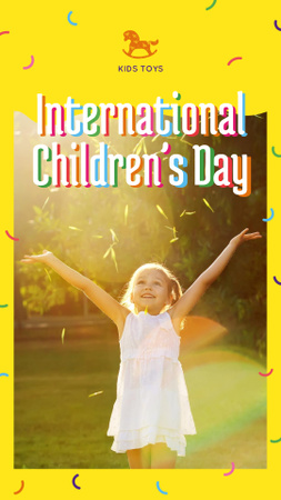 Happy girl in sunlight on Children's Day Instagram Story Design Template