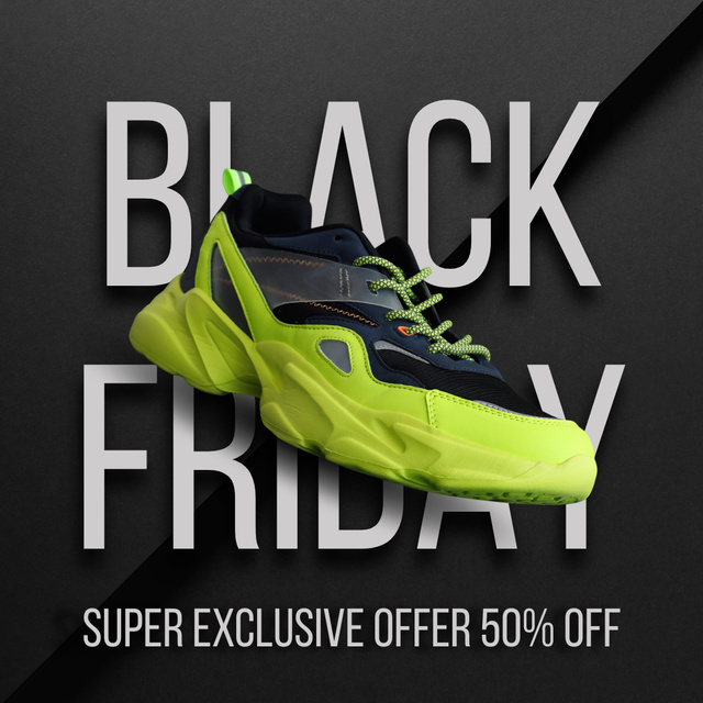 Black Friday Exclusive Offer of Fashion Sneakers Instagram Design Template
