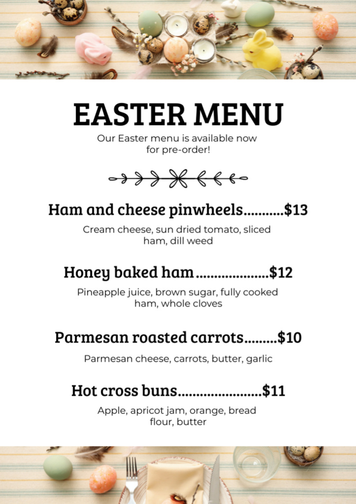 Special Offer of Easter Meals Menu Design Template