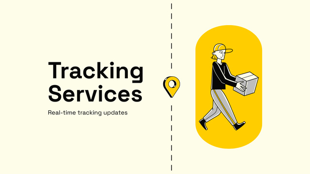 Courier and Parcel Tracking Services Promo on Yellow Youtube Thumbnail Design Template