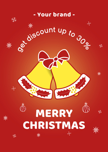 Christmas Discount Offer Red Poster – шаблон для дизайна