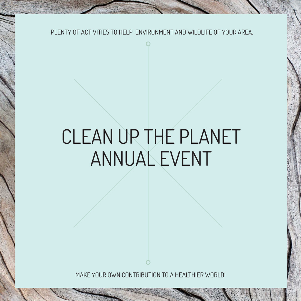 Ecological event announcement on wooden background Instagram AD Design Template
