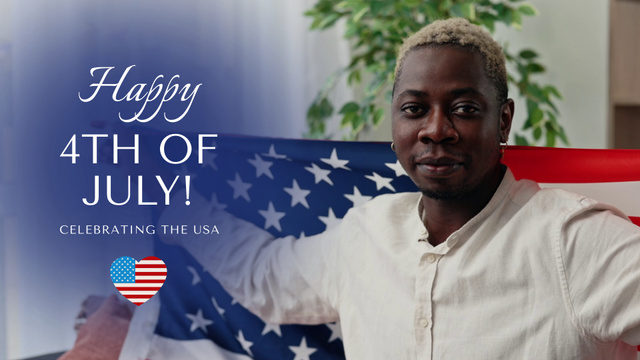 African American Man with Flag on America Independence Day Full HD video Modelo de Design