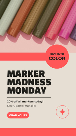 Special Monday Discount On Markers Instagram Story Design Template