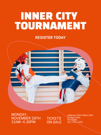 Karate Tournament Event Announcement Poster US Design Template