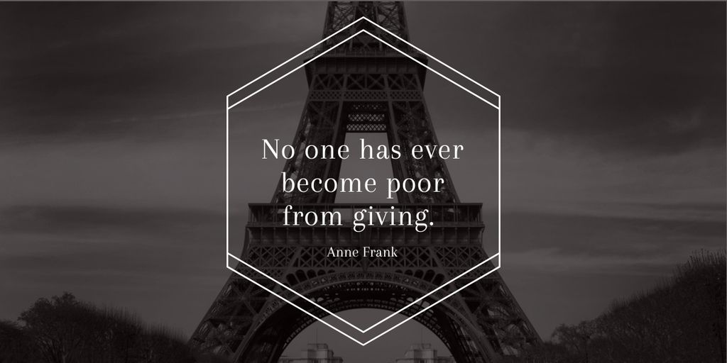 Modèle de visuel Charity Quote on Eiffel Tower view - Image