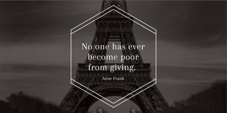 Charity Quote on Eiffel Tower view Image Design Template