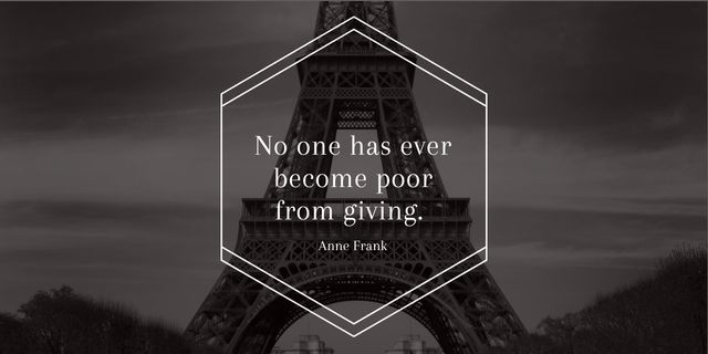 Charity Quote on Eiffel Tower view Image tervezősablon