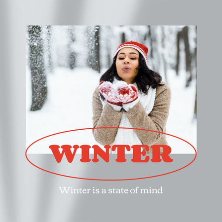 Winter Leisure in Snowy Forest Instagram Design Template
