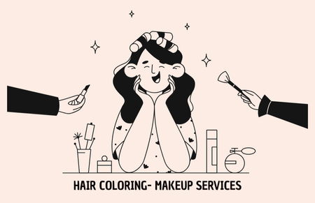 Illustration of Happy Woman in Beauty Salon Business Card 85x55mm tervezősablon