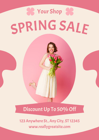 Platilla de diseño Spring Sale of Romantic Dresses Flayer
