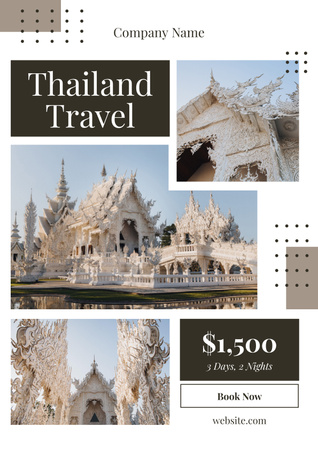 Travel to Thailand Offer with Collage of Sights Poster Design Template