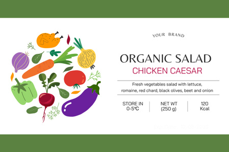 Plantilla de diseño de Chicken Caesar Organic Salad Label 