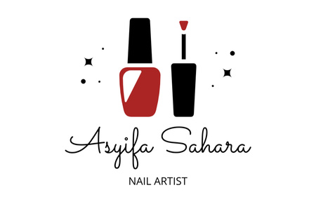Beauty Salon Ad with Red Nail Polish Bottle Business Card 85x55mm Design Template
