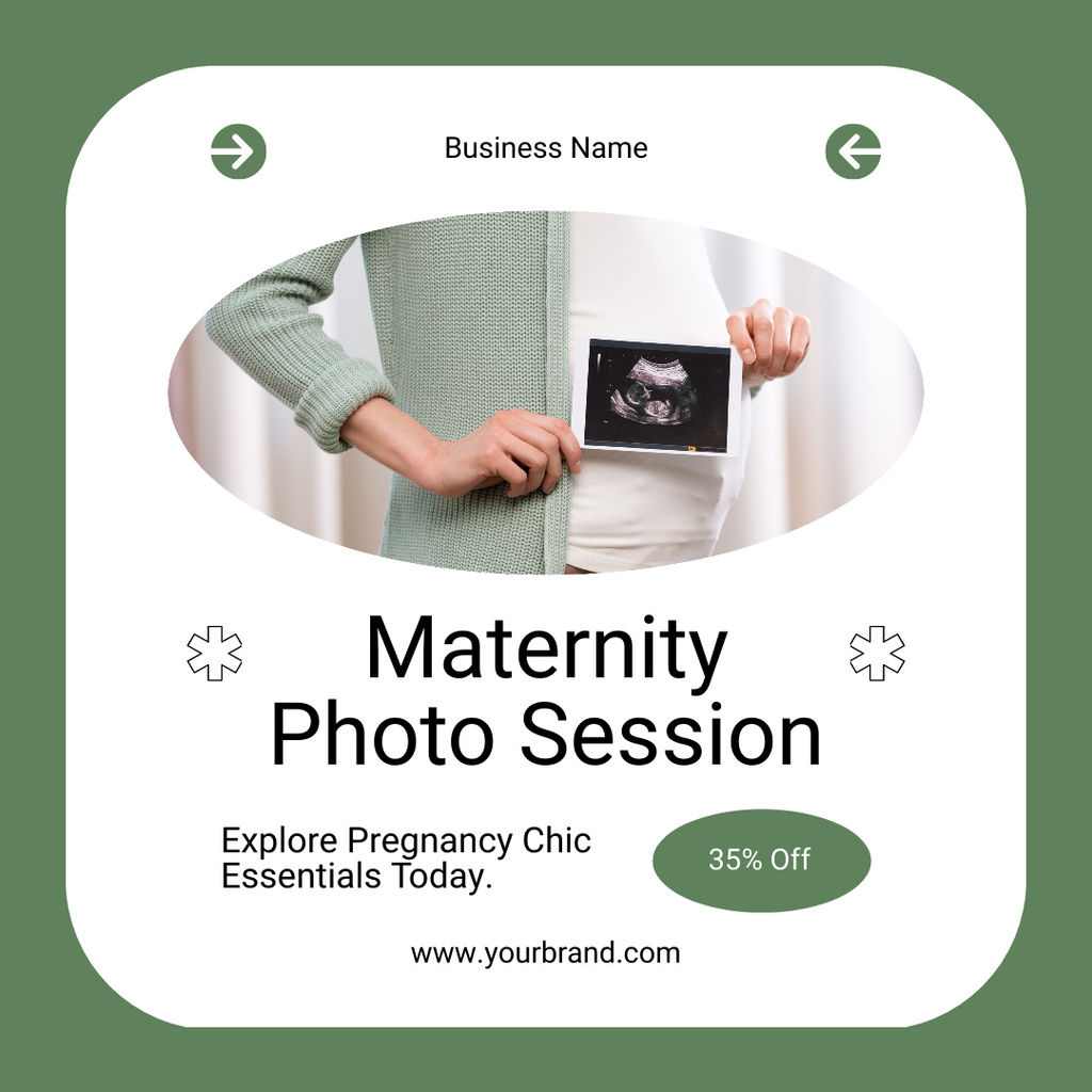 Offer Maternity Photo Shoot with Ultrasound Photo Instagram AD Design Template