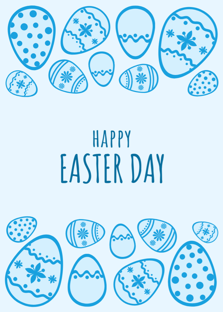 Lovely Easter Holiday Greeting With Painted Eggs Pattern Flayer tervezősablon