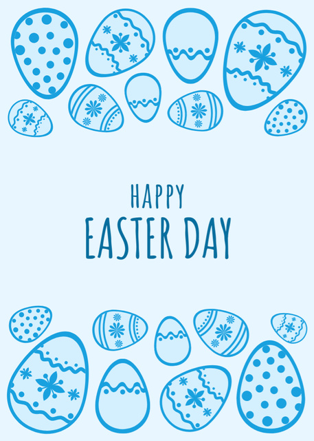 Lovely Easter Holiday Greeting With Painted Eggs Pattern Flayer Design Template