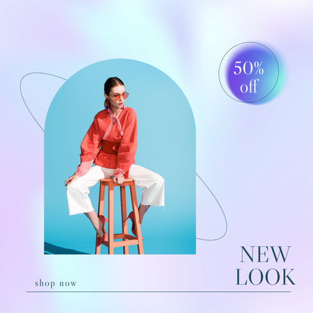 Mulher está posando em uma cadeira em fundo roxo Instagram Modelo de Design