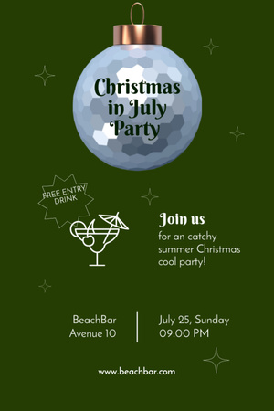  Announcement of Christmas Celebration in July in Bar Flyer 4x6in Design Template