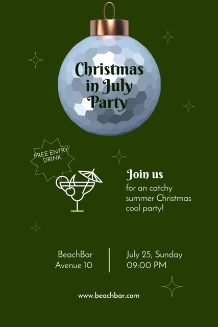 Announcement of Summer Christmas Celebration in Bar Flyer 4x6in Design Template