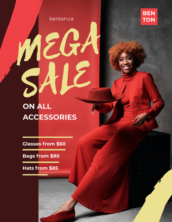 Fashion Sale with Woman Dressed in Red Flyer 8.5x11in Design Template