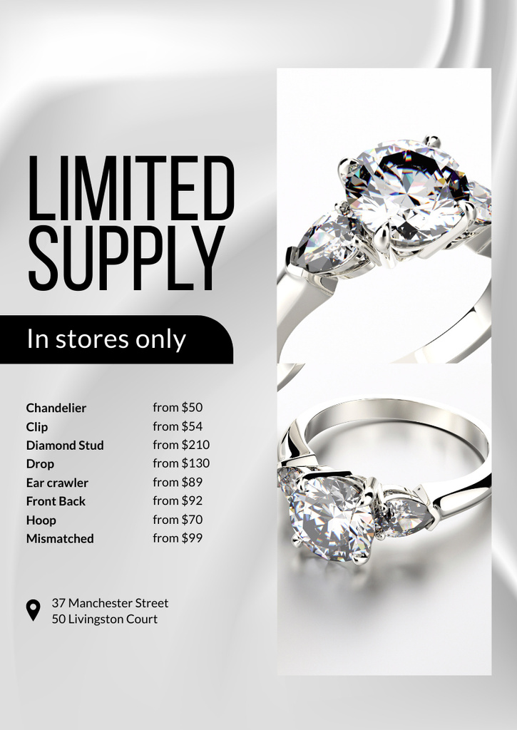 Jewelry Store Promotion with Diamond Ring Poster A3 Design Template