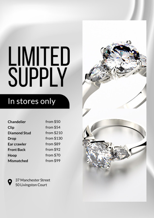Modèle de visuel Promotion de bijouterie avec bague en diamant - Poster A3