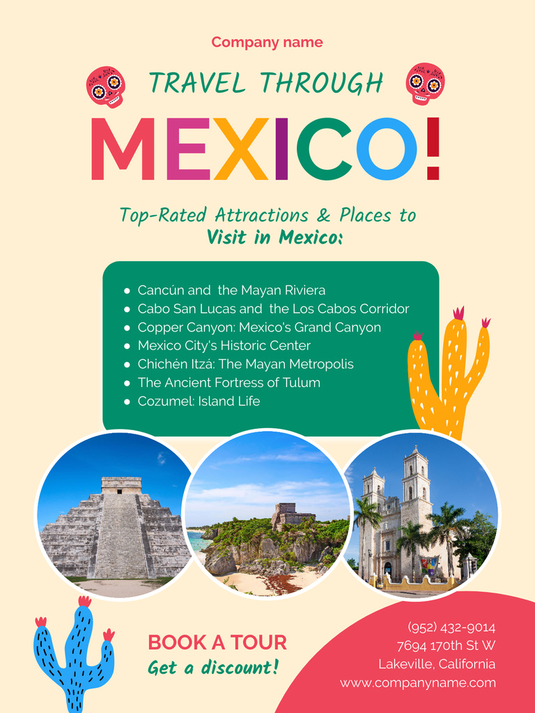 Travel Tour Ad to Mexico Poster US tervezősablon