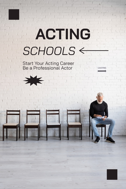 Plantilla de diseño de Mature Actor Reading Script in Acting Class Pinterest 