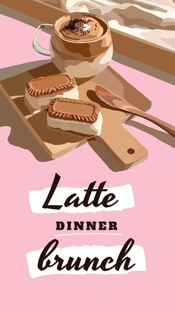 Illustration of Latte and Cookies Instagram Video Story Šablona návrhu